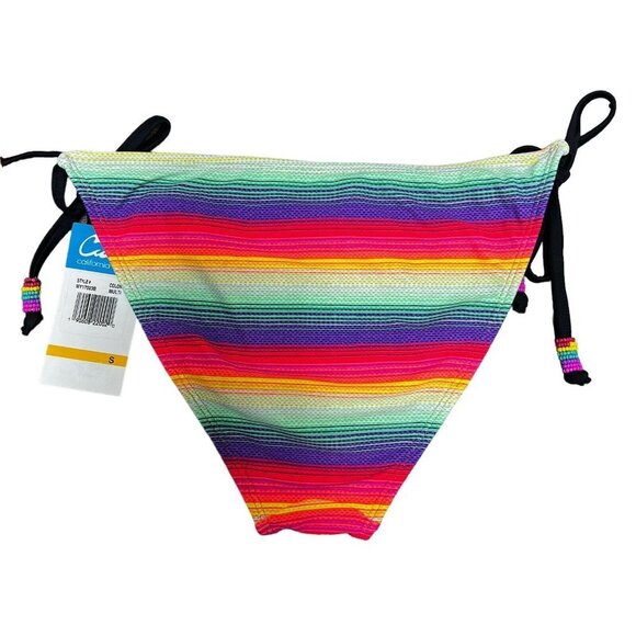 NWT California Waves String Bikini Bottoms Small Jrs Multicolor Beaded Side Ties - Picture 7 of 16